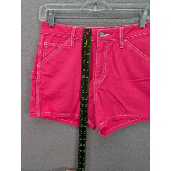Dickies Denim Shorts Womens Hot Pink Twill Cotton Carpenter Juniors‎ Sz 1/25 Y2K - Picture 7 of 10